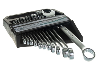 Набор ключей комбинированных 6-22мм, 12шт., CrV, матовый хром /15429/  STELS