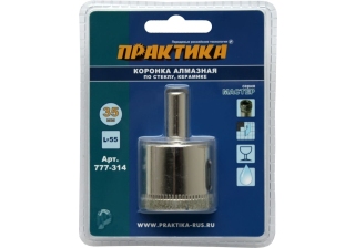 Коронка алмазная ПРАКТИКА Мастер по стеклу и керамике 35мм 777-314