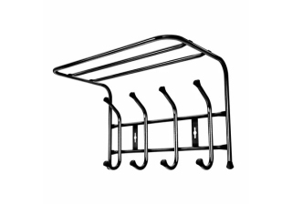 Вешалка настенная с полкой 4 крючка ВП4 Черная