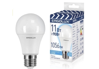 Лампа светодиодная «Ergolux» LED А60  11W, 90Вт (Е27) 4500К «ЛОН» ПРОМО (1/10/100шт)/14459/892671