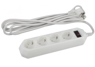 Сетевой фильтр 4гн с З/К 1,5м с выкл белый 10А ПВС 3x0,75 USF-M-4es-1.5m-W ЭРА