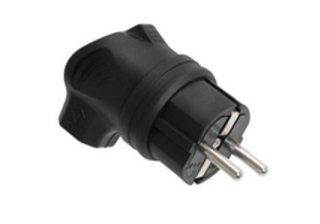 Вилка кабельная IEK ОМЕГА угловая каучуковая 220В 16А с з/к, IP44 черная  /ВБу3-1-0м/