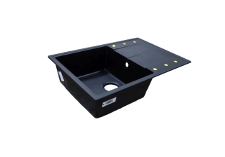 Мойка кухонная кварцевая AZARIO Izmir (740х480х197) Черная (сифон) CS00097684