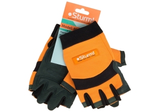 Полуперчатки раб. алькантара,с открыт.пальцами,цвет оранж+черн+зел,размер L Sturm 8054-02-L
