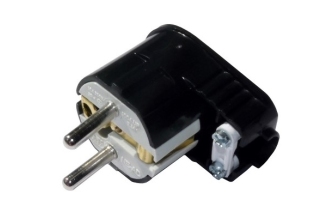 Вилка штепсельная угловая с/з, 16А, 250В, UPS, Черная (1/40/400шт) /1004-S NE-AD