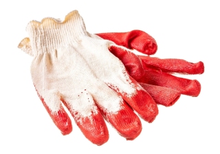 Перчатки трикотажные с латексным обливом красные /67724/