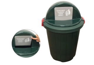 Бак мусорный темно-зеленый (крышка-клавиша) 105л. 361269/361184