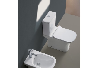 Унитаз Azario FRETTA SQUARE безободковый с бачком и сиденьем микролифт.AZ-1215 + AZ-1216+AZ-5121