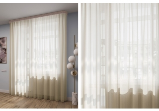 Тюль Вуаль шелк 300х260 с утяжелителем молочный