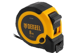 Рулетка 8мх25мм., двухкомп.корпус, кнопка-пауза /31544/ Denzel