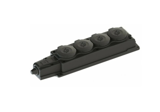 Колодка штепсельная 4-гн. с крышкой, с/з, 16А, IP44 (каучук) (1/10/100шт) /4104 NE-AD