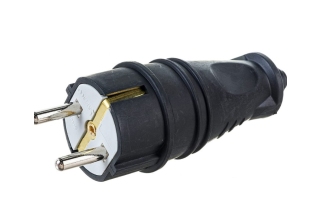 Вилка штепсельная прямая с/з, 16А евро (каучук) (1/30/300шт) /4001 NE-AD