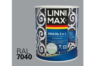 Грунт-эмаль по ржавчине 3 в 1 LINNIMAX RAL 7040 серая 0.75л.