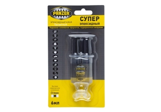 Клей супер эпоксидный прозрачный 6мл. шприц PANZER 246393