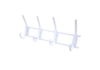 Вешалка 4-х крючкова снежно-белая, пластмасса 0679