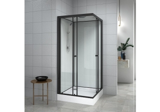 Душевая кабина 90x90x(190+15)см низкий поддон 15см, прозрачное стекло 5 мм, стенки БЕЛЫЕ CS-22110