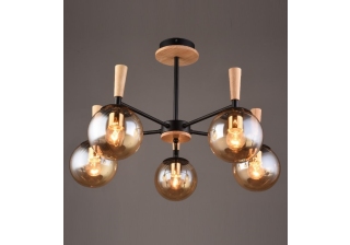 Люстра 3538/5 черный+дерево