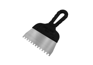 Шпатель с черной ручкой нерж.сталь 200 мм, зуб 8*8 мм 311-1200