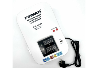 Стабилизатор FIRMAN FVR-1000W(однофаз, релейн, настен, цифр. дисплей, 1000Вт, 100-260В, USB, 3.2кг)