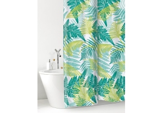 Штора в ванную комнату 180х200 ПВХ Foliage зел. 7835