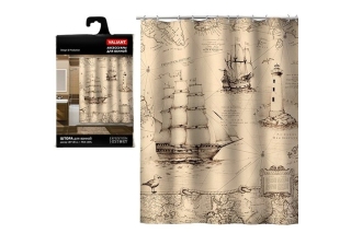 Штора для ванной Valiant Expedition History, 180 x 180 см, полиэстер 226515