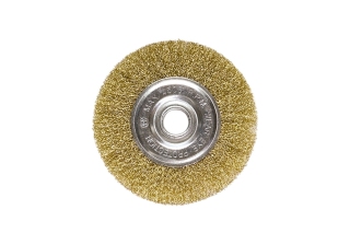 Щетка для УШМ 125мм, посадка 22,2 мм, плоская, латунированная витая  проволока /74656/ MATRIX