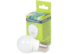 Лампа светодиодная «Ergolux» LED G45  7W, 60Вт (Е27) 6500К «шар» (1/10/100шт)/12877/879498