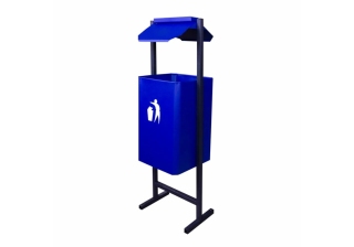 Урна квадратная прямая с крышкой (синяя)