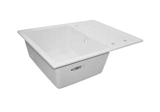 Мойка кухонная кварцевая AZARIO Tavas (620х480х197) Белая (сифон) CS00097670