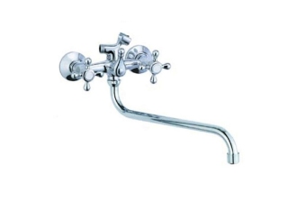 Cмеситель в ванну Lemen LD-2110 длинный излив, керамика,  цвет-ХРОМ