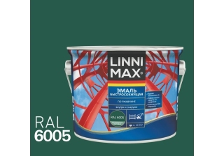 Грунт-эмаль быстросохнущая по ржавчине LINNIMAX RAL 6005 зеленый мох шелковисто-матовый 2.5л.