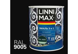 Грунт-эмаль по ржавчине 3 в 1 LINNIMAX RAL 9005 черная 0.75л.