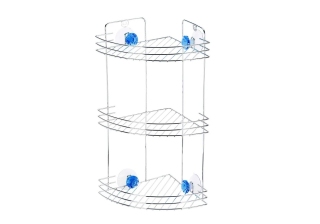 Полка для ванной угловая 3-х ярусная на присосках Бриллиант 19*19*40см Рыжий кот W267 209996