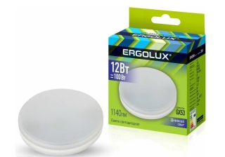 Лампа светодиодная «Ergolux» LED GX53 12W, 100Вт (GX53) 6500К  (1/10/100шт)/14238/890660