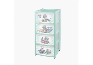 Комод детский на колесах 4 ящика (зеленый) ME TO YOU с апликацией Бытпласт 209178