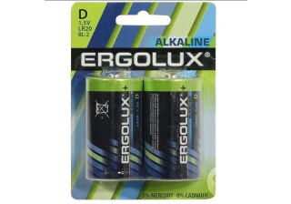 Батарейка «Ergolux» Alkaline LR20 BL-2   (2*D-блистер  48 комп.)/11752/871065