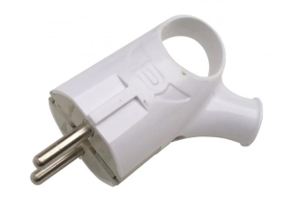 Вилка угловая с кольцом с З/К белая 16А 4120 IN HOME