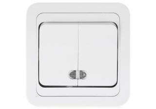 Выключатель IN HOME Classico 2кл с подсв c/у белый IP20 /2123-W/