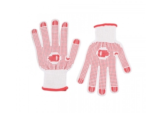 Перчатки трикотажные х/б,10 кл.,точка, ПВХ-гель, р. L-XL, белые 50-10-20  DERZHI  701347