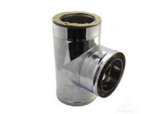 Сэндвич-тройник нерж.+нерж. (1,0мм.+0,5мм.) 90* D 115х200, Alsi 439/439 h=380мм.