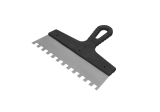 Шпатель с черной ручкой нерж.сталь 250 мм, зуб 8*8 мм 311-1250