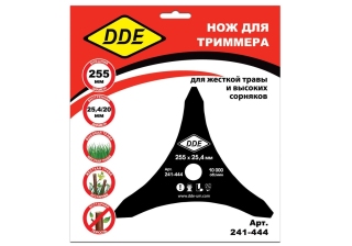 Диск для триммера DDE DAGGER-CUT 3-х лопастной 255х25.4/20мм (толщина=1.6мм) 241-444