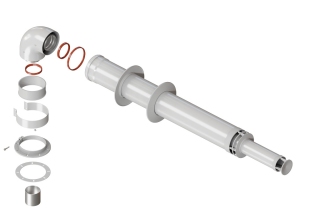 Комплект дымохода Стандарт 60/100-900мм. (Dakor,BOSCH,BUDERUS,BAXI) +хомут+втулка D-60 L-50