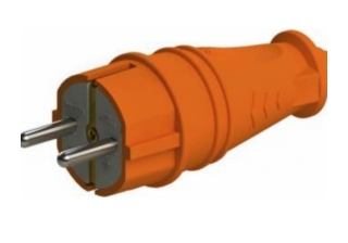 Вилка штепсельная прямая с/з, 16А евро (каучук) оранжевый (1/30/300шт) /4301 NE-AD