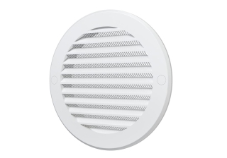 Решётка вентиляционная круглая с пласт. сеткой D200 с фланцем D160 АБС 16РКС