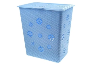 Корзина для белья прямоугольная 60л. Плетенка (голубая) Альтернатива М2255 53058