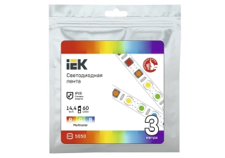 Лента светодиод LSR-5050 14,4Вт 60Led RGB 12В мультиколор IP20 3м IEK