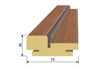 Короб с уплотнителем каштан (70мм, 2100мм, 30мм, прямоугольный, телескоп, МДФ, полипропилен)