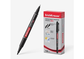 Двухсторонний перманентный маркер ErichKrause® Double P-80, цвет чернил черный 48183