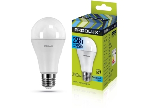 Лампа светодиодная «Ergolux» LED А65  25W, 225Вт (Е27) 4500К (10/10/100шт)/14236/890554